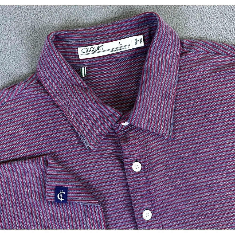 Criquet Polo Shirt Mens Large Pink Grey Range Minimalist Prep Golf Resort